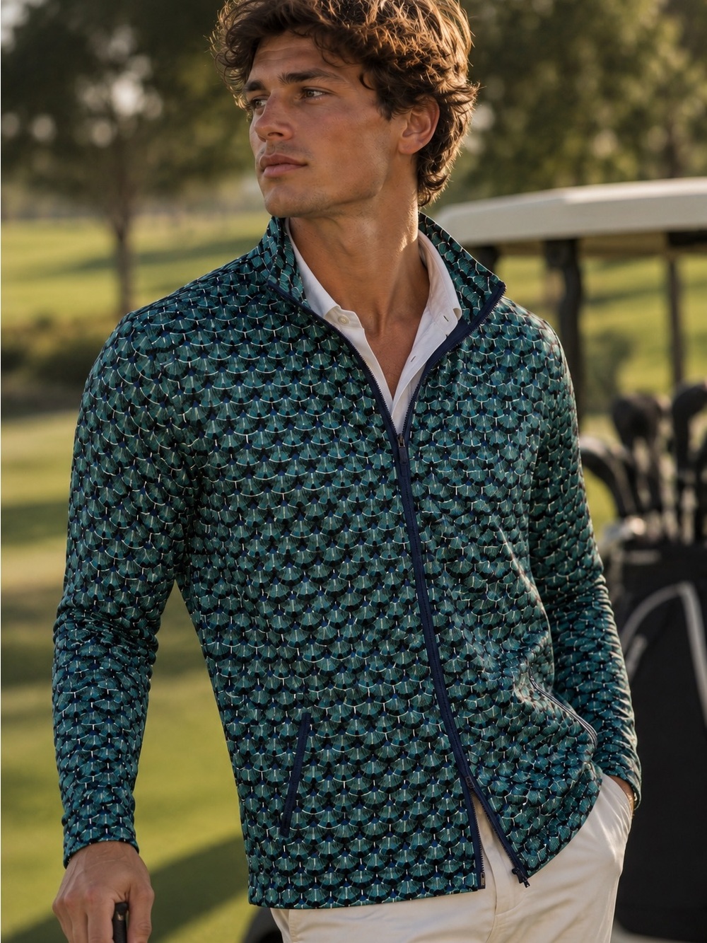 Peter Millar Wicking Patterned Zip-Up Jacket